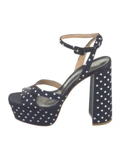 Pre-owned Hill House Home Suede Polka Dot Print Sandals In Blue
