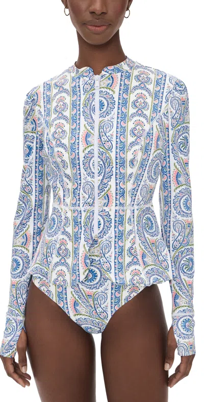 Hill House Home The Alexia Rashguard Top Corsica Paisley Blue In Multi