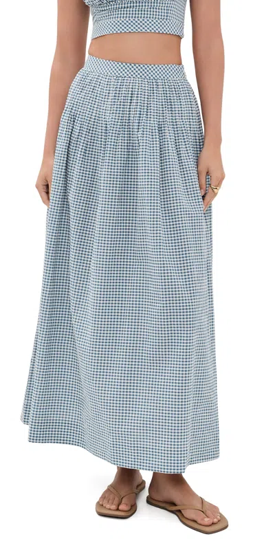 Hill House Home The Ame Skirt Teal Gingham In Multi