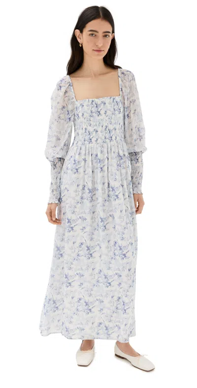 Hill House Home The Angelica Nap Dress Pressed Flowers In Blue
