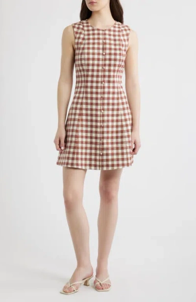 Hill House Home The Angie Check Sleeveless Fit & Flare Minidress In Brown