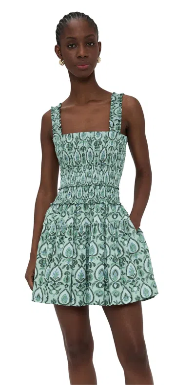 Hill House Home The Azalea Mini Nap Dress Green Palm Ikat