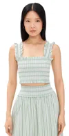 Hill House Home The Azalea Nap Top In Variegated Stripe/apple Green