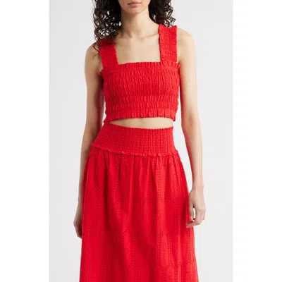 Hill House Home The Azalea Smocked Top In Red
