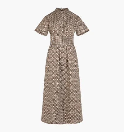 Hill House Home The Carolina Shirt Dress In Chocolate Circular Lattice