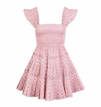 Hill House Home The Charlotte Nap Dress In Rose Circular Lattice