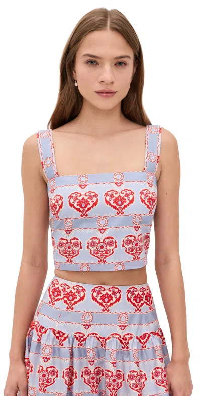 Hill House Home The Clara Crop Top Poppy Damask Stripe In Multi