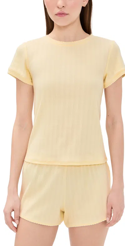 Hill House Home The Coco Pointelle Pajama Set Butter Yellow In Brown