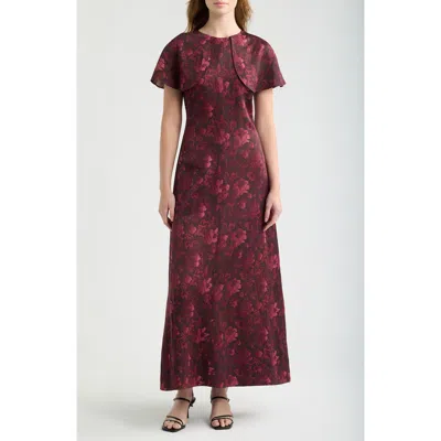 Hill House Home The Davina Cape Midi Dress In Burgundy