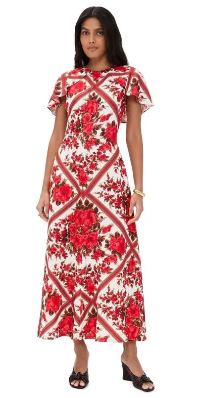 Hill House Home The Davina Dress Diamond Rose/red In Multi