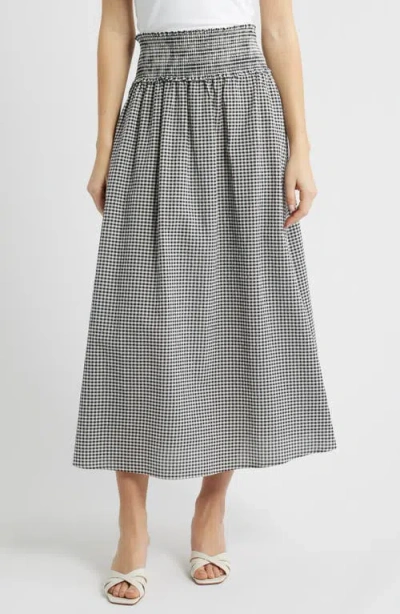 Hill House Home The Delphine Gingham Midi Skirt In Gray