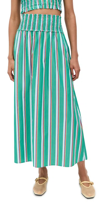 Hill House Home The Delphine Nap Skirt Sunset Stripe In Orange