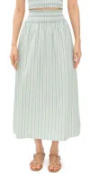 Hill House Home The Delphine Nap Skirt In Variegated Stripe/apple Green
