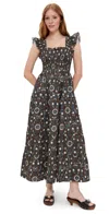 Hill House Home The Ellie Maxi Nap Dress Swedish Floral/chocolate In Black