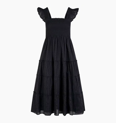 Hill House Home The Ellie Nap Dress In Black Linear Swiss Dot