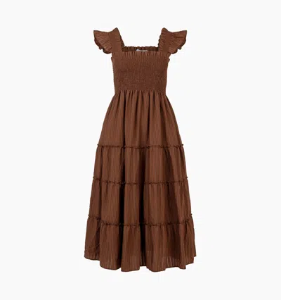 Hill House Home The Ellie Nap Dress In Chocolate Tonal Seersucker