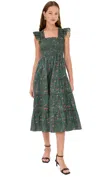 HILL HOUSE HOME THE ELLIE NAP DRESS FLEUR CHINTZ/BOTTLE GREEN