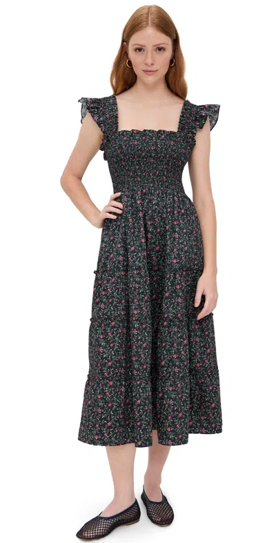 Hill House Home The Ellie Nap Dress Florentine Ditsy/forest In Black
