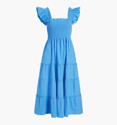 Hill House Home The Ellie Nap Dress In Hydrangea Blue Textured Clip Dot