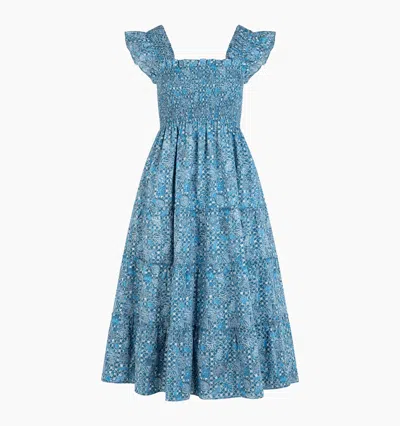 Hill House Home The Ellie Nap Dress In Navy Calico Trellis