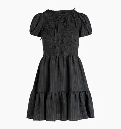 Hill House Home The Gia Mini Nap Dress In Black Tonal Seersucker