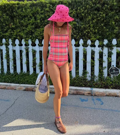 Hill House Home The Giana One Piece Sunset Gingham In Multi