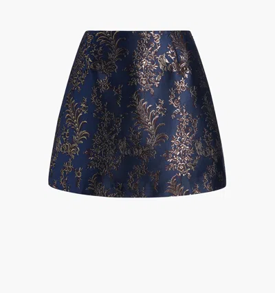 Hill House Home The Hallie Skirt In Navy Bird Brocade