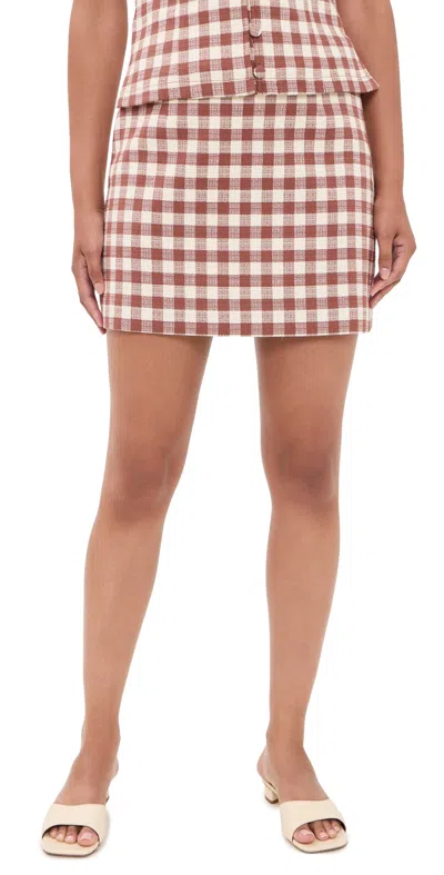 Hill House Home The Hallie Skirt Rust Gingham In Pink