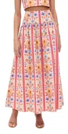Hill House Home The Kate Midi Skirt Floral Block Stripe/pink Multi