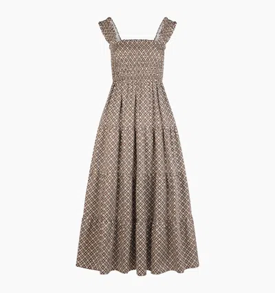 Hill House Home The Kimmy Nap Dress In Chocolate Circular Lattice