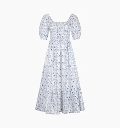 Hill House Home The Louisa Nap Dress In Blue Vine Stripe