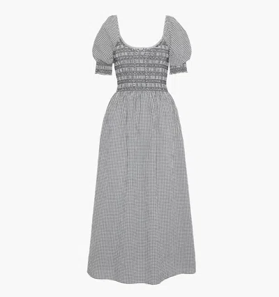 Hill House Home The Madeline Smocked Puff Sleeve Maxi Dress In Gray