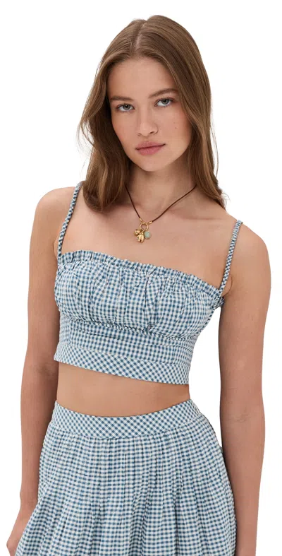 Hill House Home The Maisie Crop Top Teal Gingham In Blue