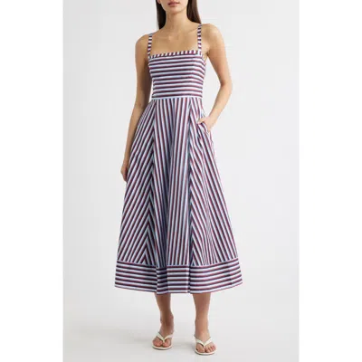 Hill House Home The Margot Stripe Fit & Flare Midi Dress In Multi