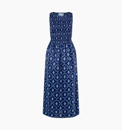 Hill House Home The Maternity Cosima Nap Dress Navy Trellis In Blue