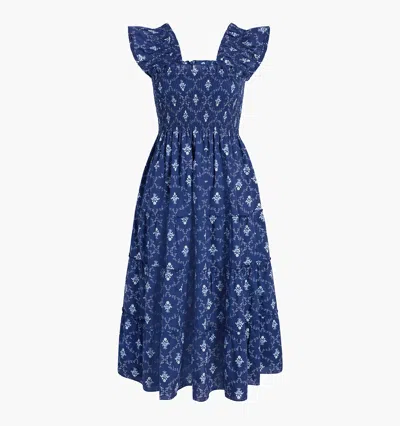 Hill House Home The Maternity Ellie Nap Dress Navy Trellis In Blue