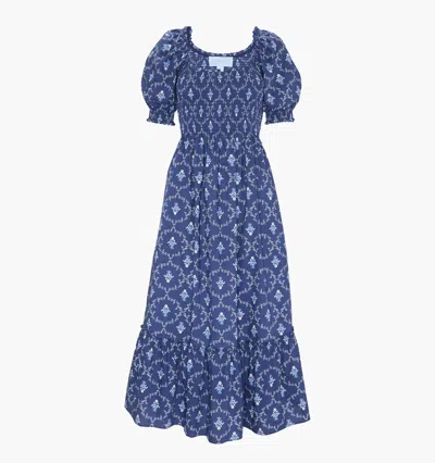 Hill House Home The Maternity Louisa Nap Dress Navy Trellis In Blue