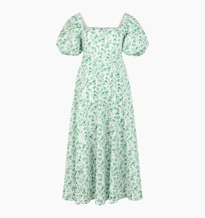 Hill House Home The Matilda Dress In Green Bird Floral