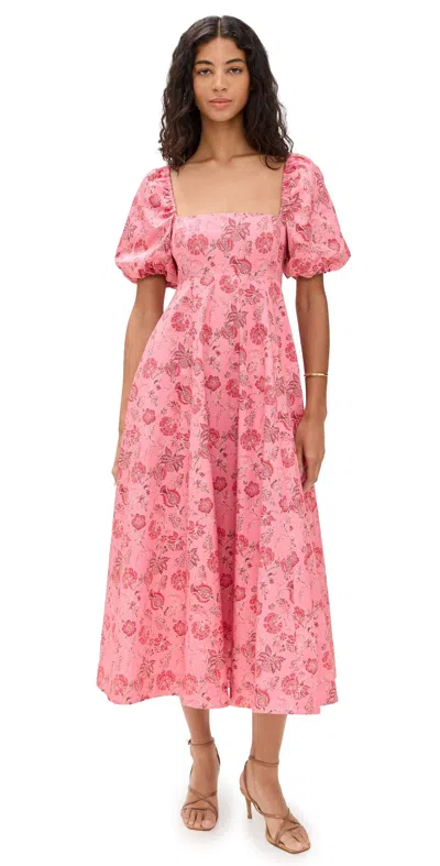 Hill House Home The Matilda Dress Pimlico Floral Ikat/pink/red