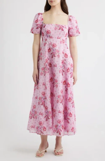 Hill House Home The Matilda Floral Print Puff Sleeve Maxi Dress In Pink
