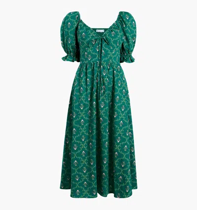 Hill House Home The Ophelia Dress In Emerald Trellis