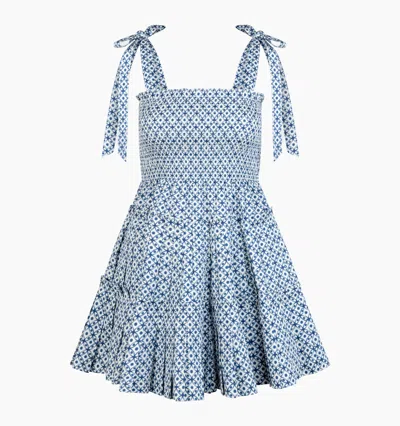 Hill House Home The Ribbon Charlotte Nap Dress In Navy Circular Lattice