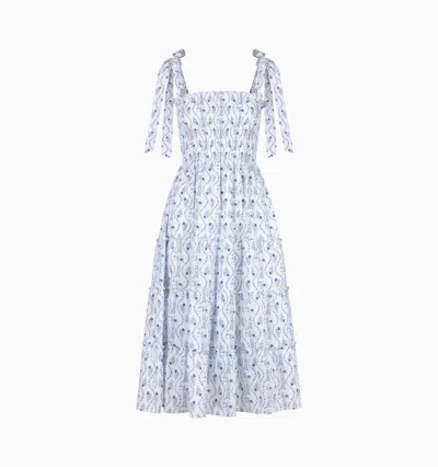 Hill House Home The Ribbon Ellie Nap Dress In Blue Vine Stripe