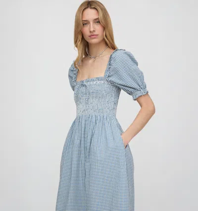 Hill House Home The Scarlett Midi Nap Dress Teal Gingham In Blue