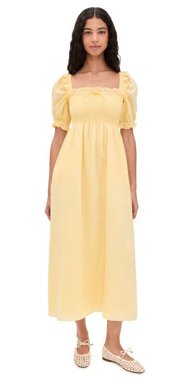Hill House Home The Scarlett Midi Nap Dress Butter Yellow In Brown