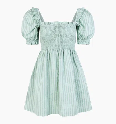 Hill House Home The Scarlett Mini Nap Dress In Sage Green Tonal Seersucker