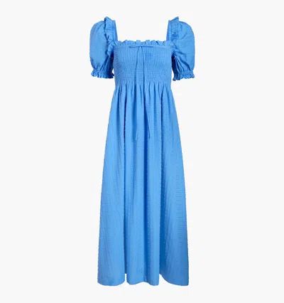 Hill House Home The Scarlett Nap Dress In Hydrangea Blue Textured Clip Dot