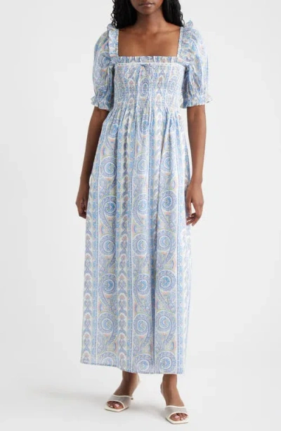 Hill House Home The Scarlett Nap Midi Dress Corsica Paisley Blue