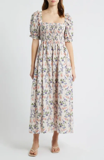 Hill House Home The Scarlett Smocked Midi Dress In Multi