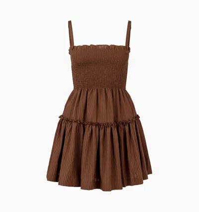 Hill House Home The Seraphina Mini Nap Dress In Chocolate Tonal Seersucker